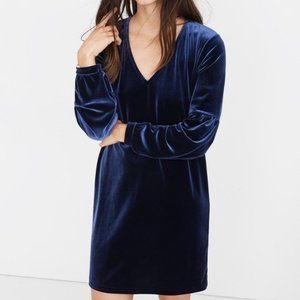 Madewell Velvet Balloon-Sleeve Dress XXS; 2XS
